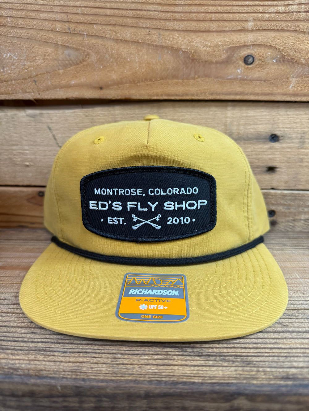 Richardson Umpqua Gramps Cap Biscuit/Black Rope Black Eds Fly Shop Logo