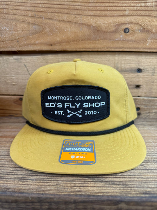Richardson Umpqua Gramps Cap Biscuit/Black Rope Black Eds Fly Shop Logo