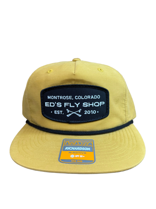 Richardson Umpqua Gramps Cap Biscuit/Black Rope Black Eds Fly Shop Logo