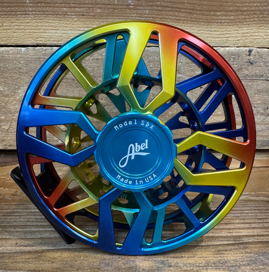 Abel SDX Fly Reel Ported - Baja Fade - Teal Knob - 12/14 WT w/ Black Handle
