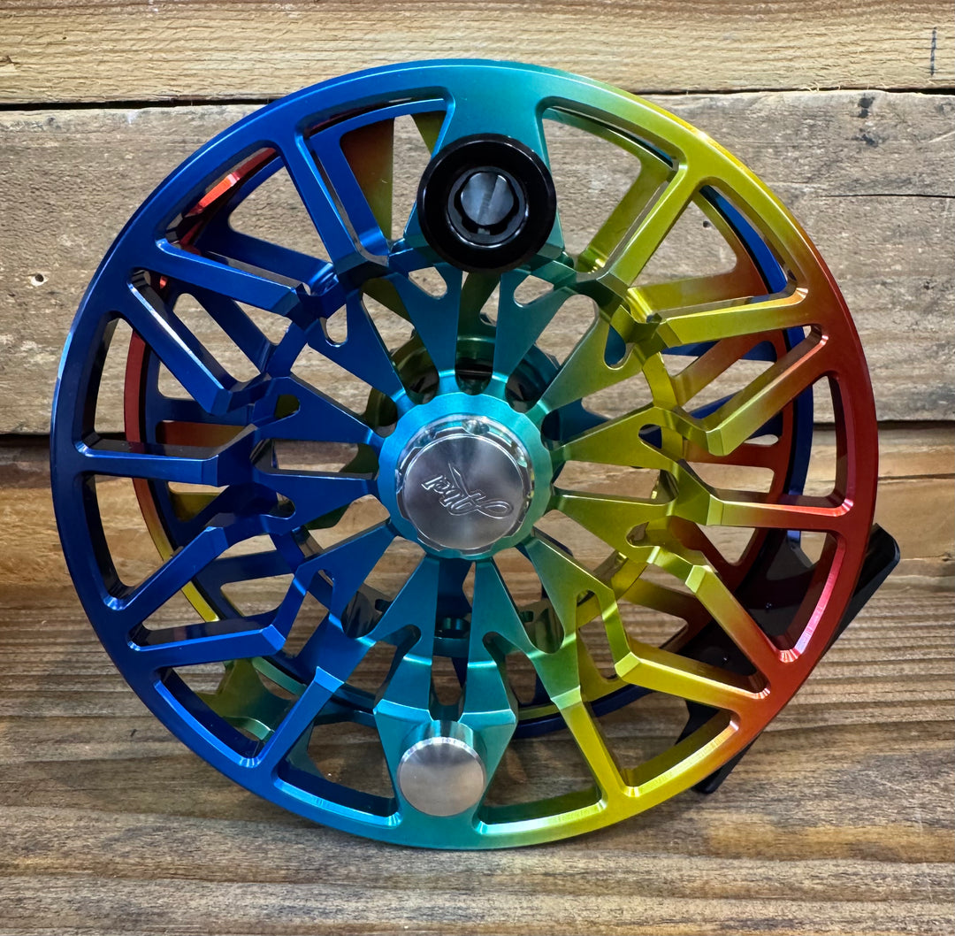 Abel SDX Fly Reel Ported - Baja Fade - Teal Knob - 12/14 WT w/ Black Handle