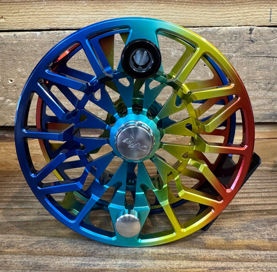Abel SDX Fly Reel Ported - Baja Fade - Teal Knob - 12/14 WT w/ Black Handle