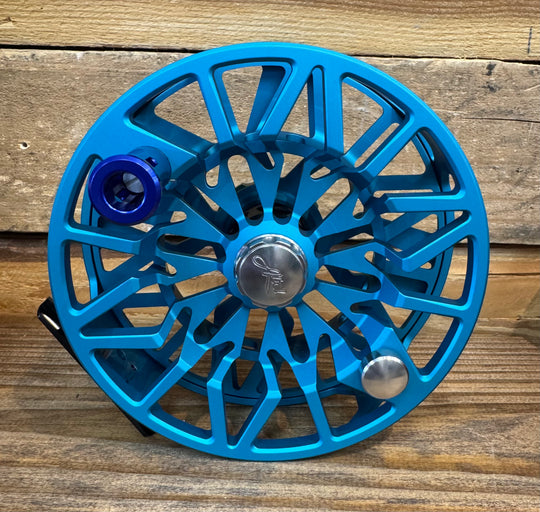 Abel SDX Fly Reel Ported - Satin Teal - Baja Knob - 12/14 WT w/ Blue Handle
