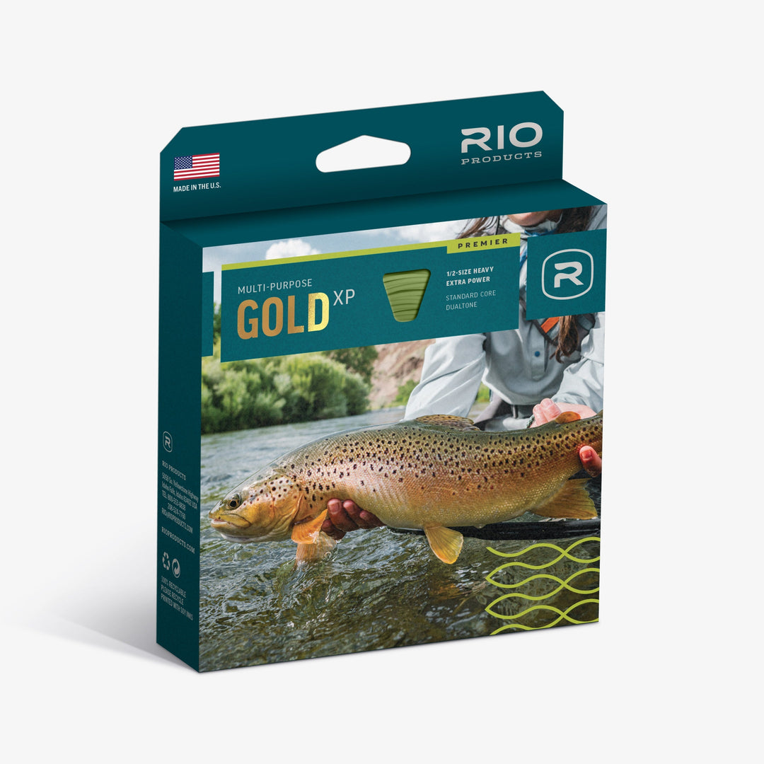 RIO Premier Gold XP floating fly line in Moss and Electric Green