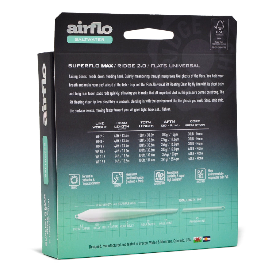 Airflo Superflo Max Ridge 2.0 - Flats Universal 9' Clear Tip