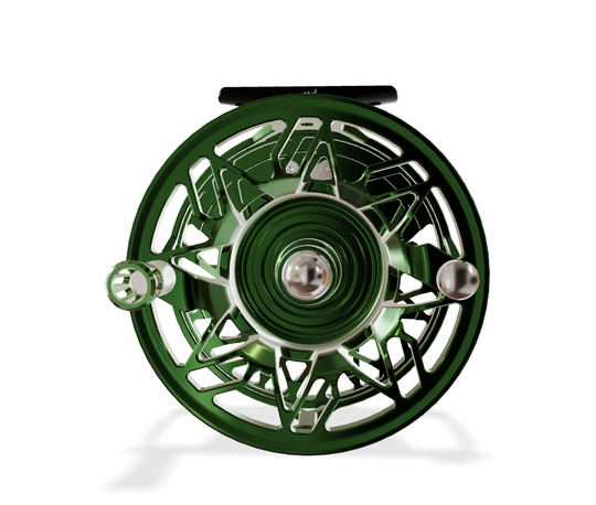 Abel Rove Fly Reel - Deep Green - Deep Green Knob - Underwood Swing Engraving 4/6 WT with Green Handle