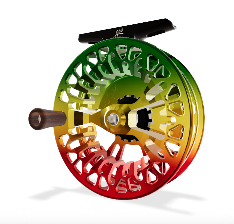 Abel Vaya Fly Reel - Rasta Fade - Rasta Fade Knob - 4/5 WT with Rosewood Handle