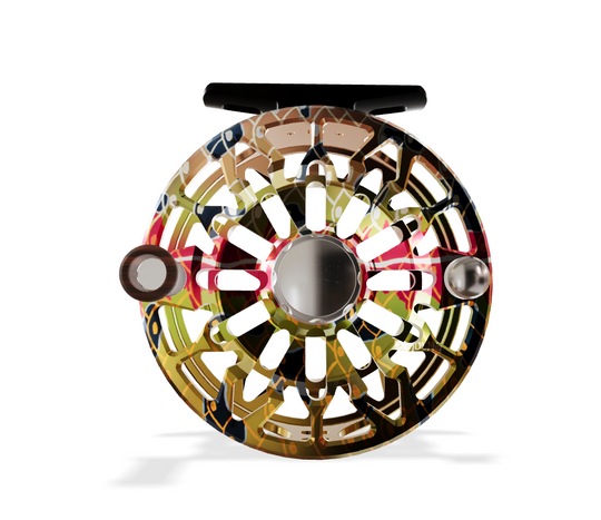 Abel SDF Fly Reel Ported - DeYoung Rainbow Flank - DeYoung Rainbow Flank Knob - 4/5 WT with Rosewood Handle