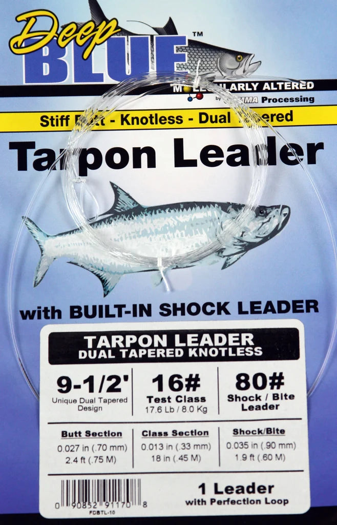 Deep Blue Tarpon Leader - 9.5ft Dual Tapered Knotless
