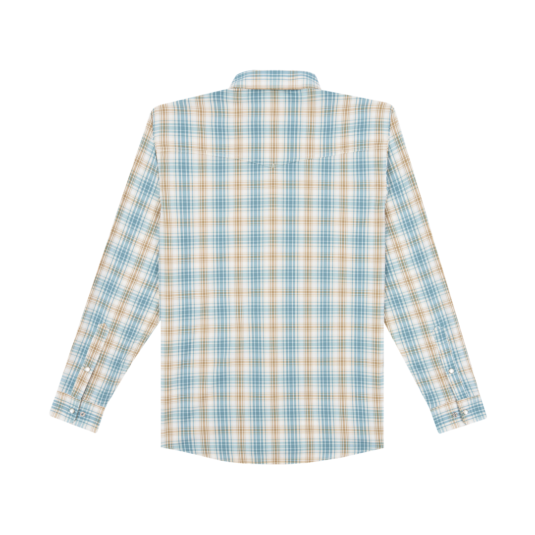 Poncho Outdoors The Brush Country Men's Long Sleeve Shirt - Brown and Green Plaid