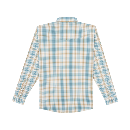 Poncho Outdoors The Brush Country Men's Long Sleeve Shirt - Brown and Green Plaid