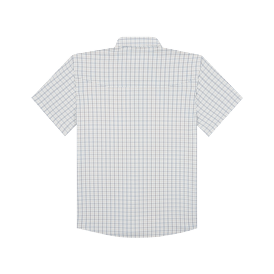 Poncho Outdoors The Lamar Valley Men's Short Sleeve Shirt - Light Blue and Red Clay Plaid