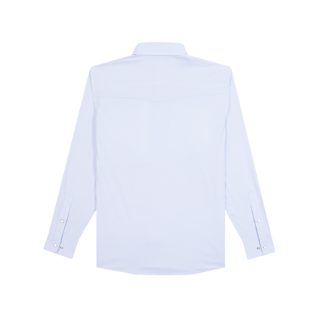 Poncho Outdoors The Nueces Men's Long Sleeve Shirt - Blue Microcheck