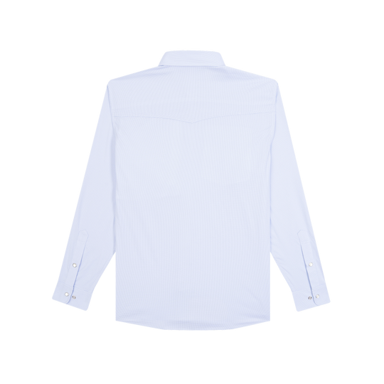Poncho Outdoors The Nueces Men's Long Sleeve Shirt - Blue Microcheck