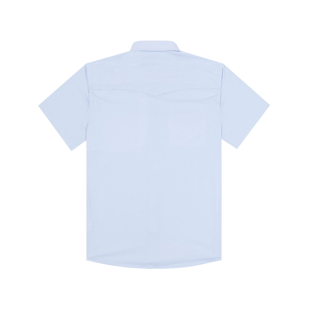 Poncho Outdoors The Padre Men's Short Sleeve Shirt - Blue Microcheck