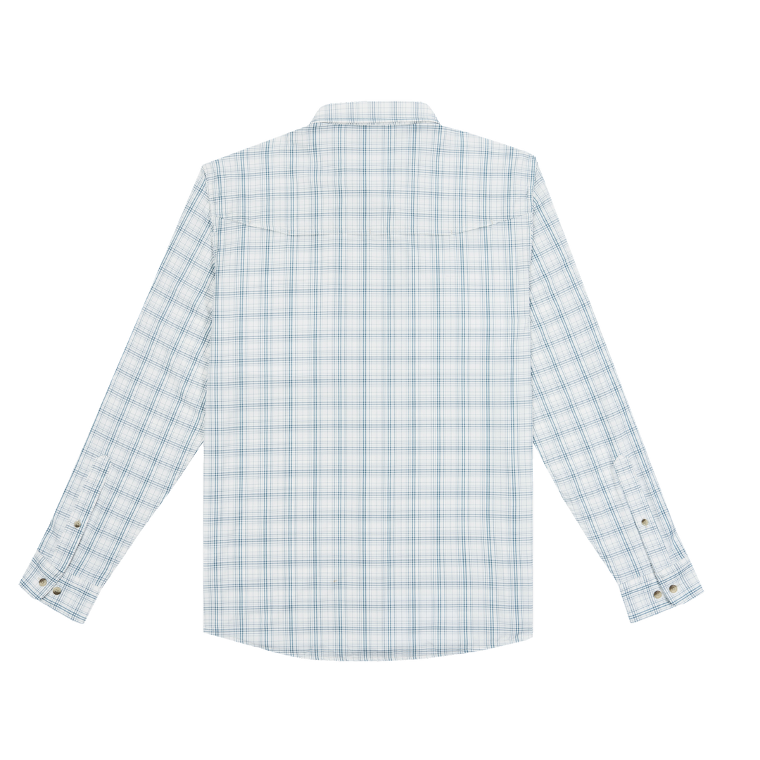 Poncho Outdoors The Silver King Men's Long Sleeve Shirt - Slate and Silver Plaid