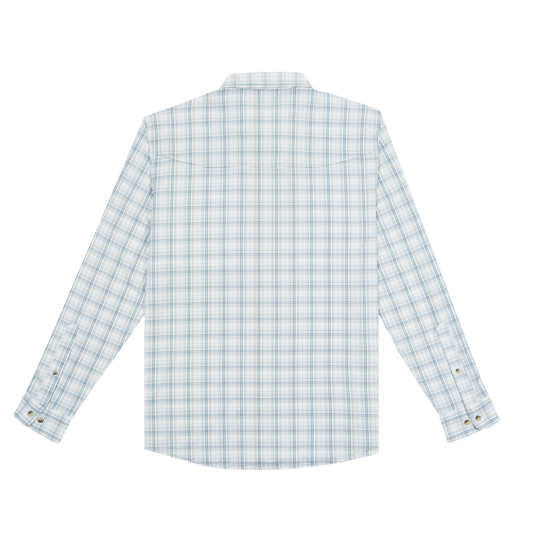 Poncho Outdoors The Silver King Men's Long Sleeve Shirt - Slate and Silver Plaid