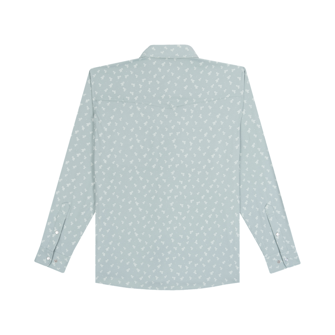Poncho Outdoors The St. Helens Men's Long Sleeve Shirt - Blue Yellowstone Flower Print