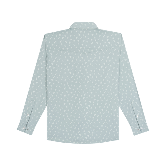 Poncho Outdoors The St. Helens Men's Long Sleeve Shirt - Blue Yellowstone Flower Print