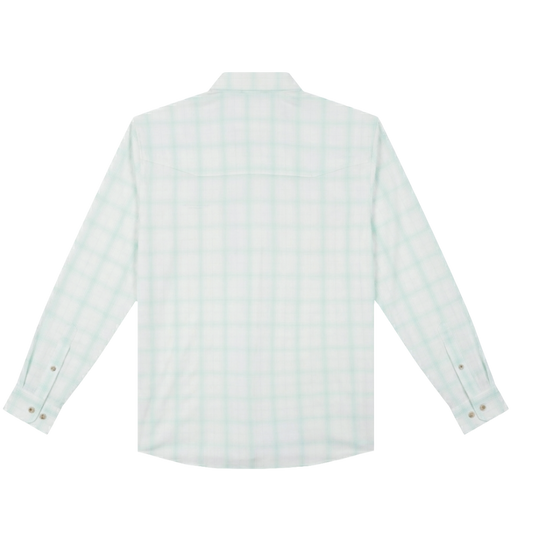 Poncho Outdoors The Tarpon Sands Men's Long Sleeve Shirt - Teal and Tan Plaid