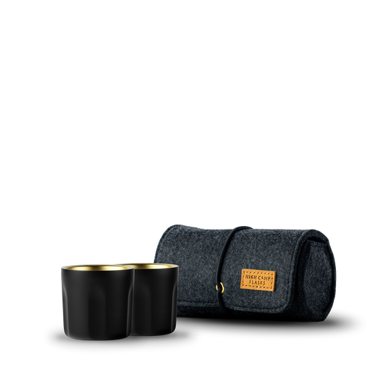 High Camp Torch shot glass 2-pack in Onyx and Gold