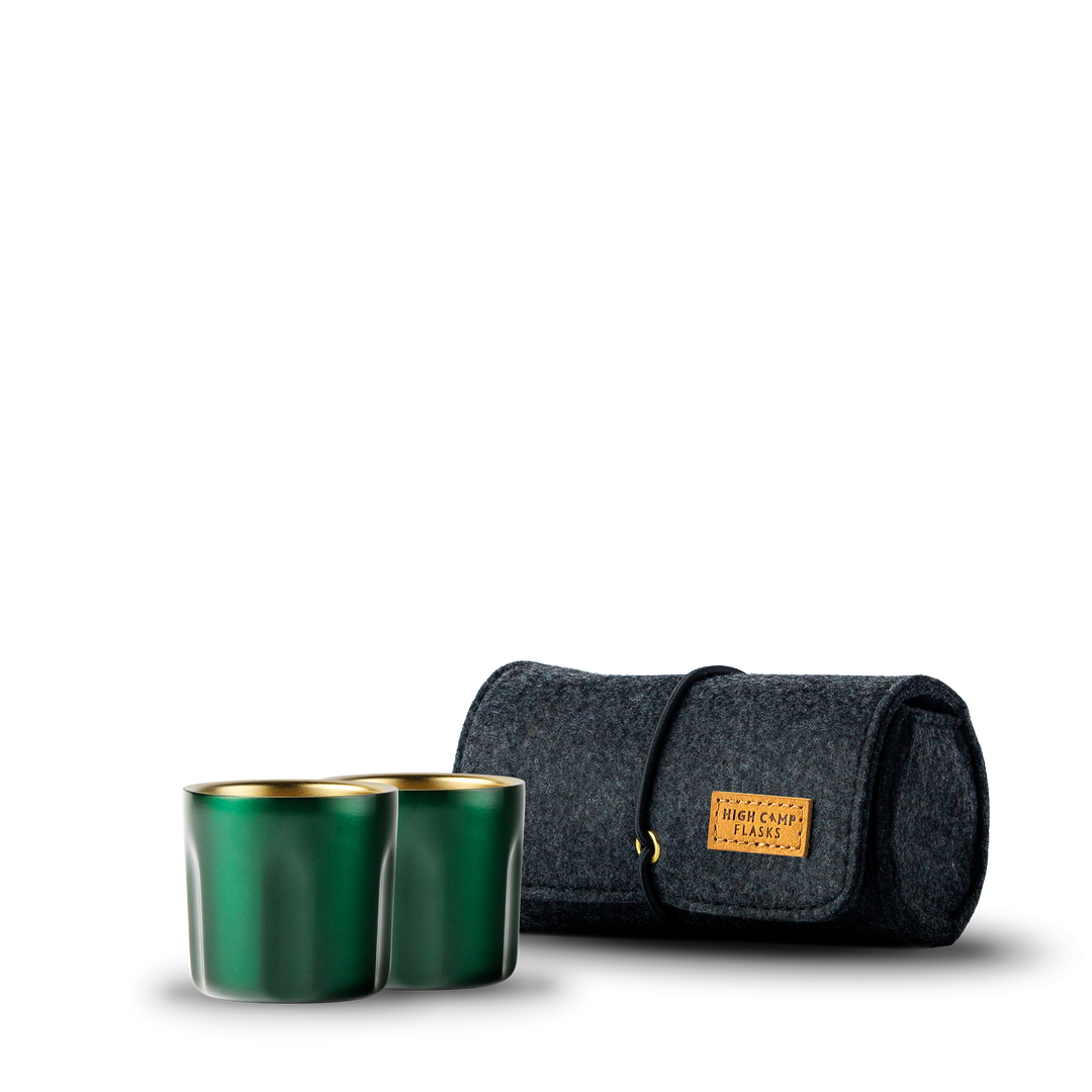 High Camp Torch shot glass 2-pack in British Racing Green
