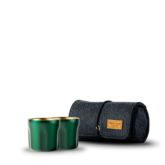 High Camp Torch shot glass 2-pack in British Racing Green
