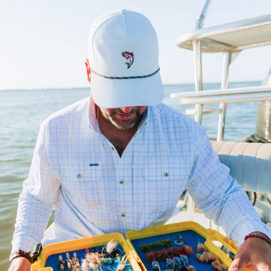 Poncho Outdoors Trout Hat - White Trout Hat