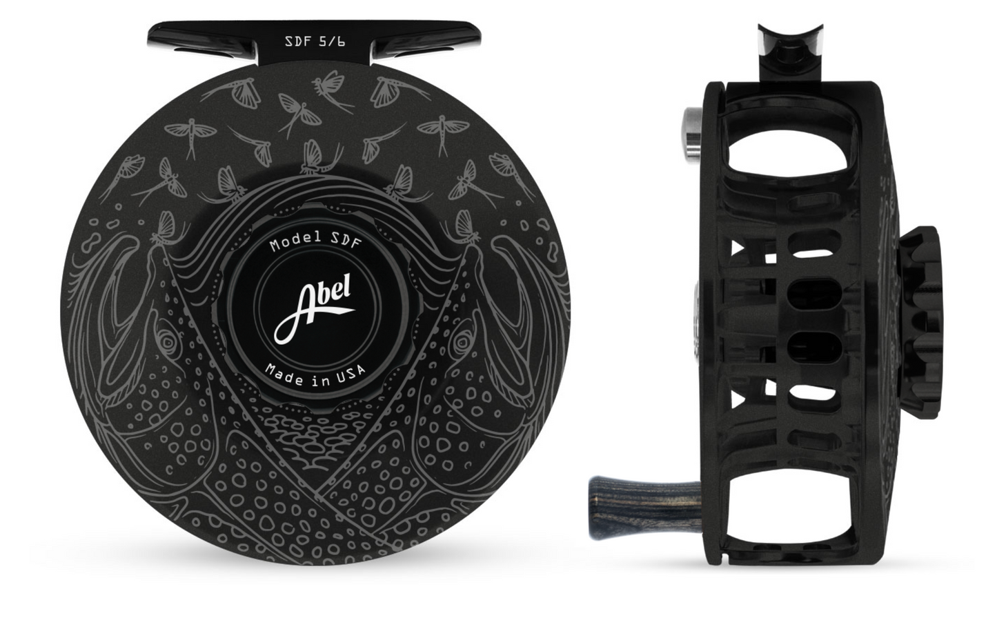 Abel SDF Fly Reel Solid - Satin Blk-CU Mayfly - Sat Blk Knob 5/6 WT w/ Blk Hand