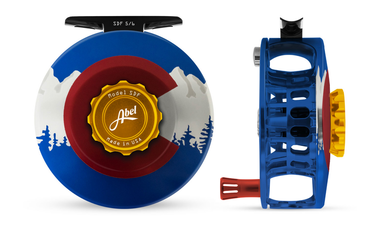 Abel SDF Fly Reel - Colorado Edition - 5/6 WT with Aluminum Red Handle
