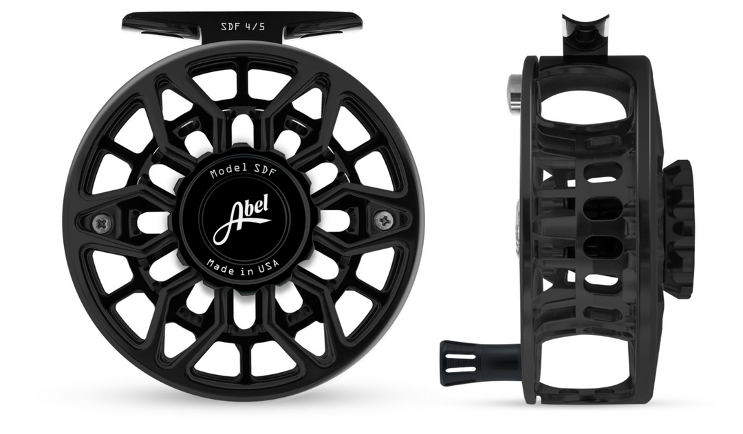 Abel SDF Fly Reel Ported - Basic Black - 4/5 WT with Black Aluminum Handle