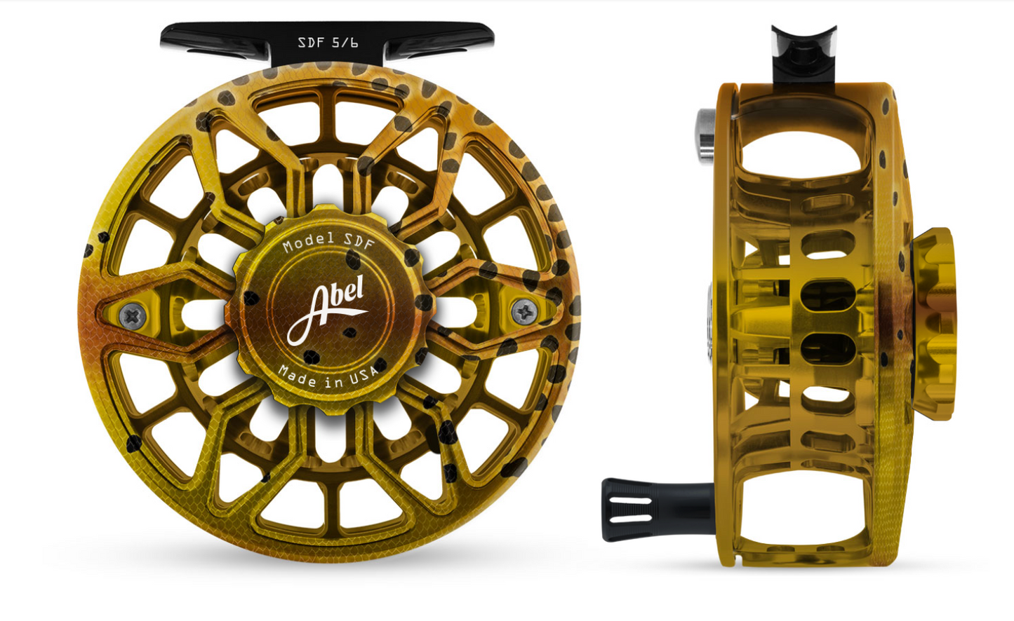 Abel SDF Fly Reel Ported - Native Cutthroat-Cutt Knob 5/6 WT with Blk Handle