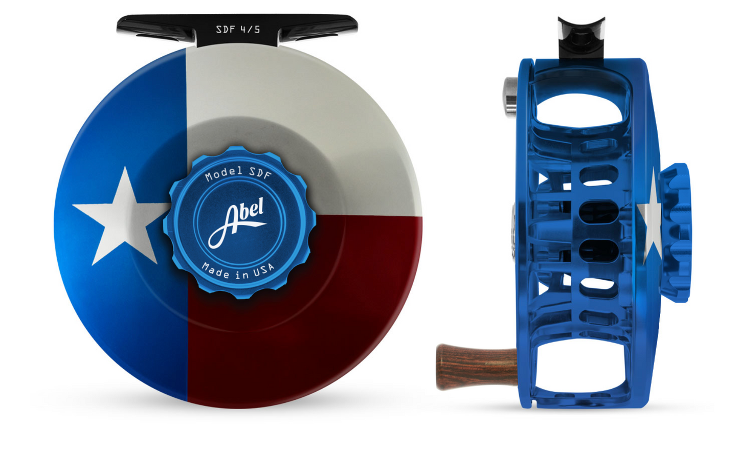 Abel SDF Fly Reel - Solid Texas Flag - 4/5 WT with Rosewood Handle