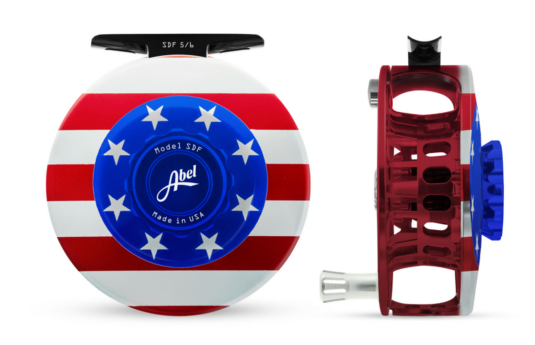 Abel SDF Fly Reel Solid - USA Flag Edition - 5/6 WT w/ Aluminum Platinum Handle