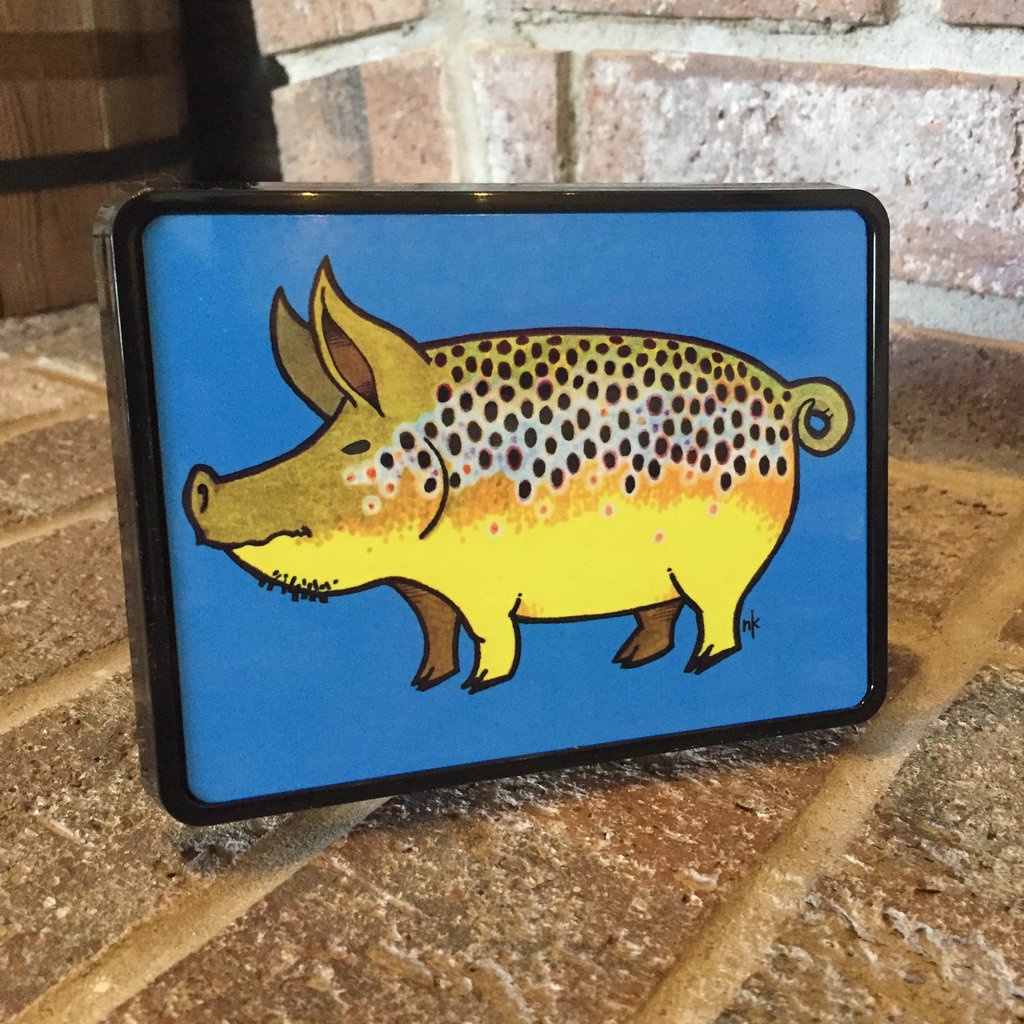 Nate Karnes Pig Brown Trout Trailer Hitch Cover
