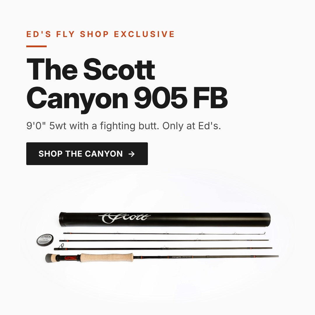 Scott Canyon 905 FB 9'0" 5wt fly rod with fighting butt, an Ed's Fly Shop exclusive. Shop the Canyon.