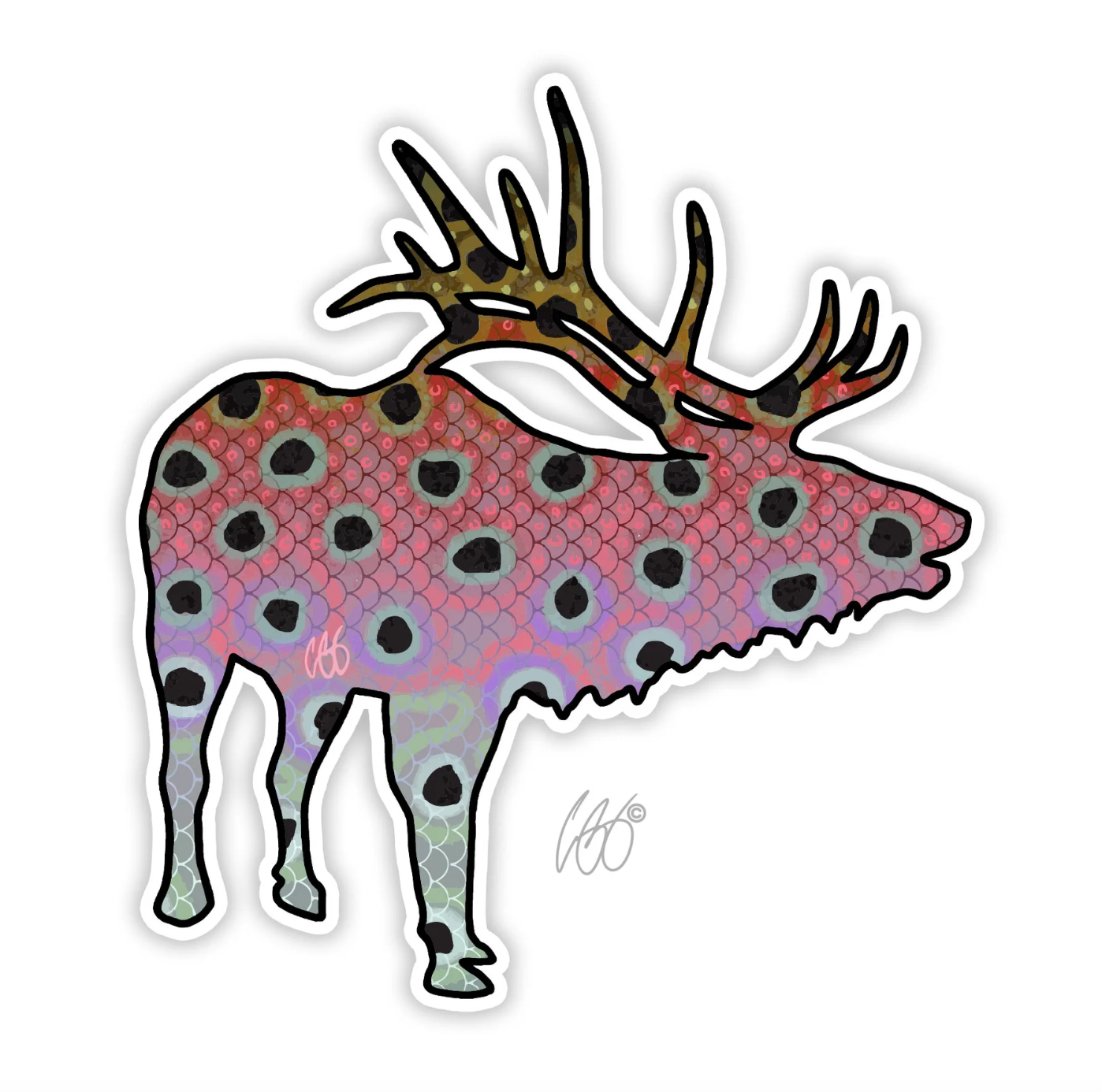 Casey Underwood Elk Trout Decals Sticker - Rainbow