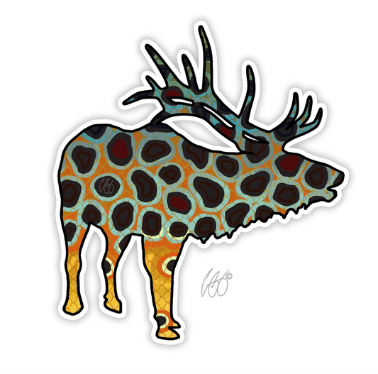 Casey Underwood Elk Trout Decals Sticker - Brown