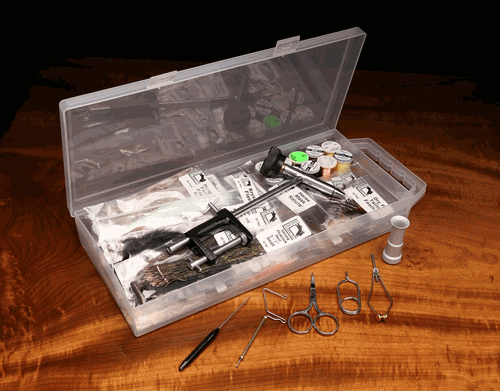 Hareline Fly Tying Material Kit with Economic Tools and Vise