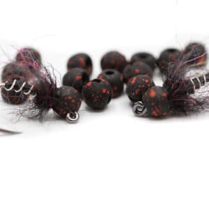 Firehole Slotted Speckled Tungsten Beads - Midnight Red