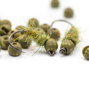 Firehole Round Speckled Tungsten Beads - Olive Drab