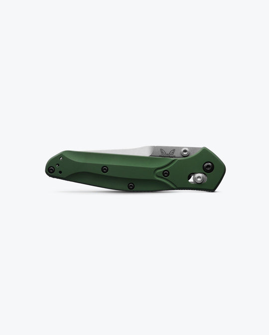 Benchmade 940 Osborne green aluminum, closed side profile