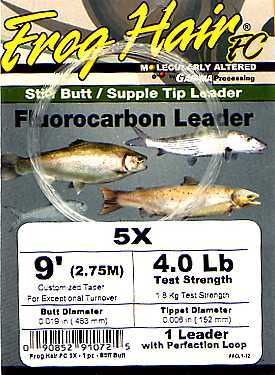 Frog Hair 9ft Fluorocarbon Tapered Leader - Fly Fishing