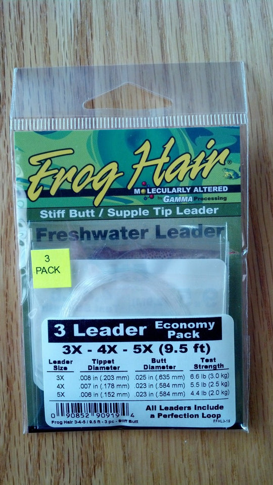 Frog Hair Tapered Leader Economy Pack 9.5' - Stiff Butt/Supple Tip