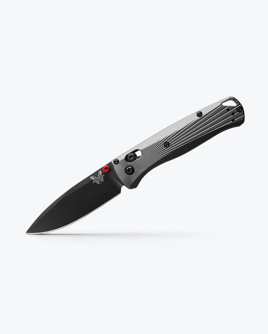 Benchmade Bugout 535BK-4 Gray aluminum with sunburst milling, open