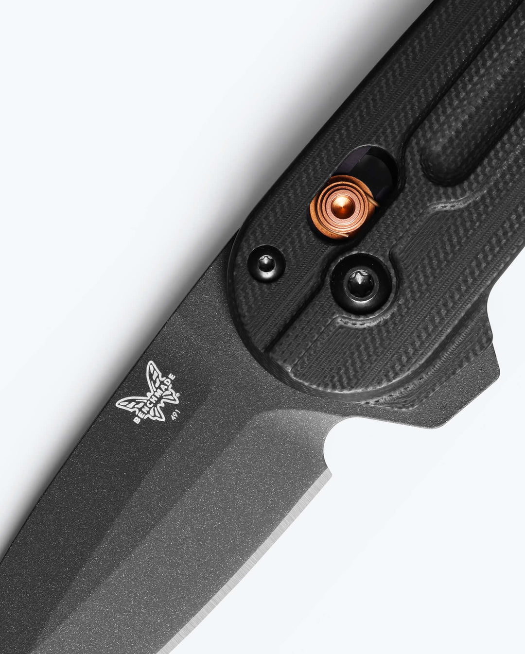 Benchmade 491BK-02 Lowden black G10, close-up detail