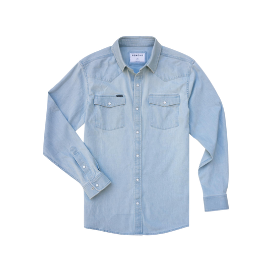 Poncho Outdoors The Marfa Men's Long Sleeve Shirt - Light Wash
