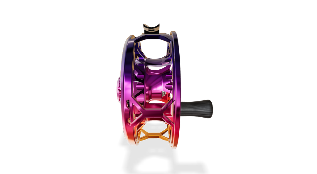 Abel Rove Fly Reel Ported - Sunset Fade - Sunset Fade Knob - 4/6 WT with Ebony Handle