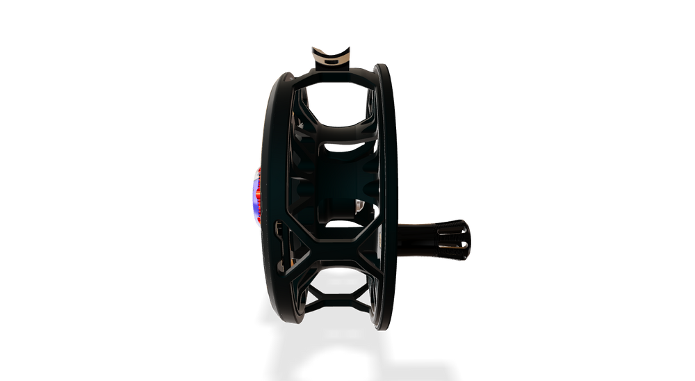 Abel Rove Fly Reel Solid - Satin Black - Grateful Dead Lighting Bolt Knob - 5/7 WT with Black Handle