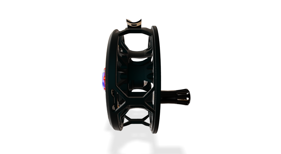 Abel Rove Fly Reel Solid - Satin Black - Grateful Dead Lighting Bolt Knob - 5/7 WT with Black Handle